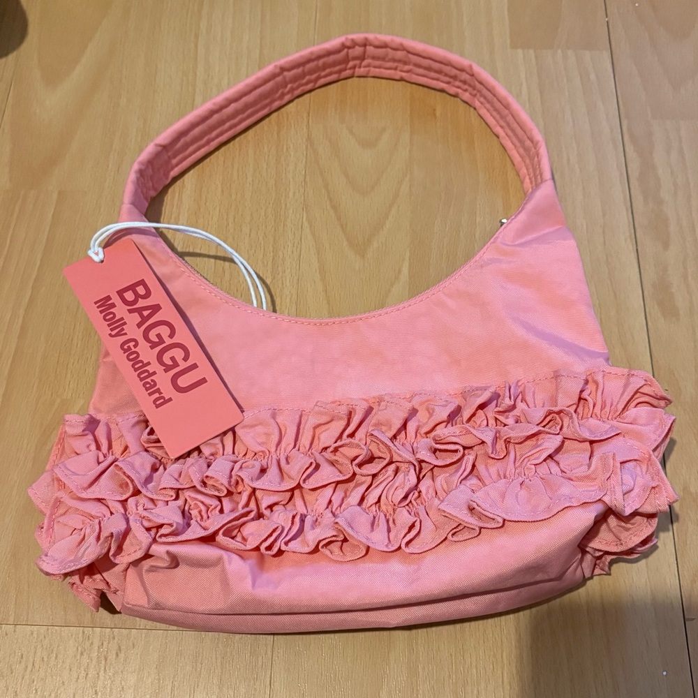 BAGGU Molly Goddard Pink Lemonade Ruffle Shoulder Bag - Picture 4 of 5